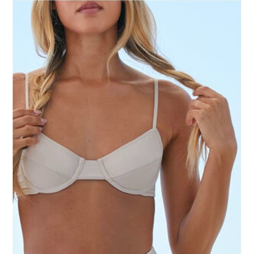 Beach Riot Swim Minimalist Jax Top Coconut medium Nude Gold Hardware Granola